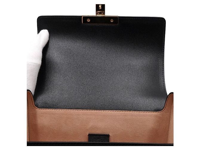 Bamboo Gucci Piccola borsa tote in pelle nera con manico in bambù e tracolla a catena dorata a tracolla Nero - vista 7