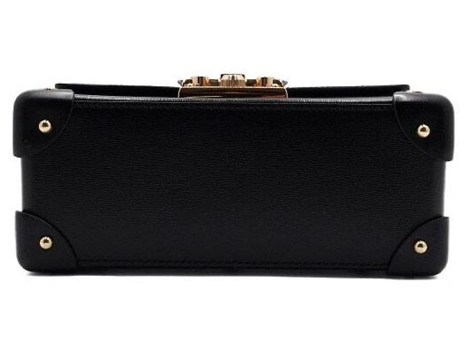 Bamboo Gucci Piccola borsa tote in pelle nera con manico in bambù e tracolla a catena dorata a tracolla Nero - vista 8
