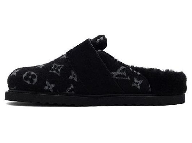 Louis Vuitton Flat Comfort Clogs Shearling Mules Damen Hausschuhe Schwarz - Ansicht 4