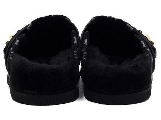 Louis Vuitton Flat Comfort Clogs Shearling Mules Damen Hausschuhe Schwarz - Ansicht 6