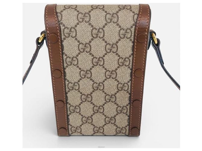 Gucci Mini borsa a tracolla porta telefono Horsebit Marrone - vista 2