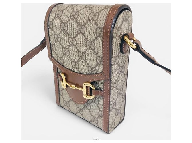 Gucci Mini borsa a tracolla porta telefono Horsebit Marrone - vista 3
