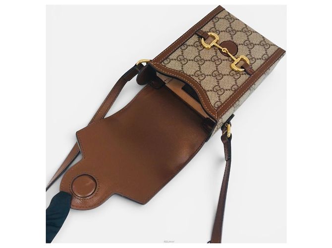 Gucci Mini borsa a tracolla porta telefono Horsebit Marrone - vista 6