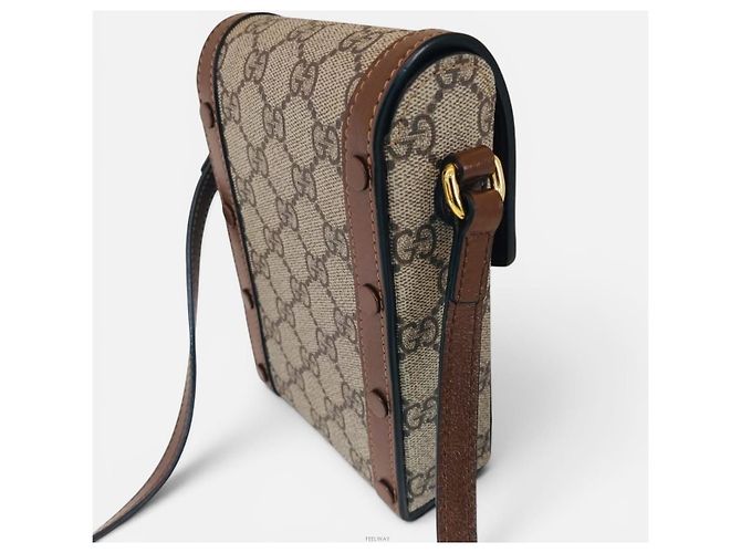 Gucci Mini borsa a tracolla porta telefono Horsebit Marrone - vista 9