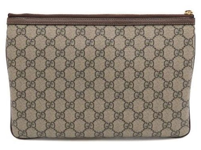 Gucci Clutch GG Supreme Ophidia Web Stripe Marrone - vista 4