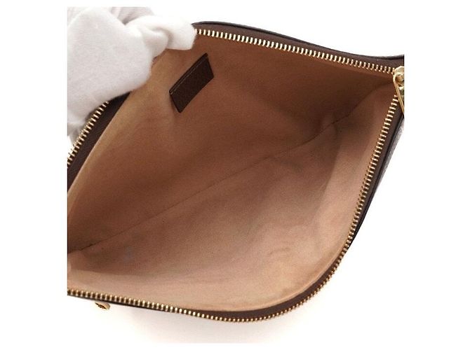Gucci Clutch GG Supreme Ophidia Web Stripe Marrone - vista 5
