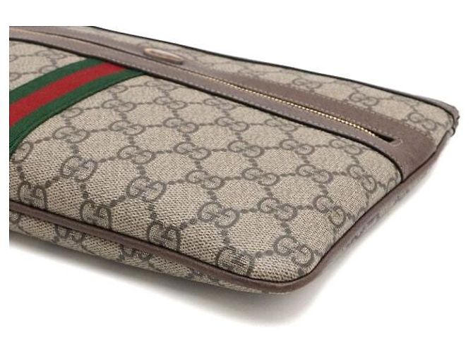 Gucci Clutch GG Supreme Ophidia Web Stripe Marrone - vista 8