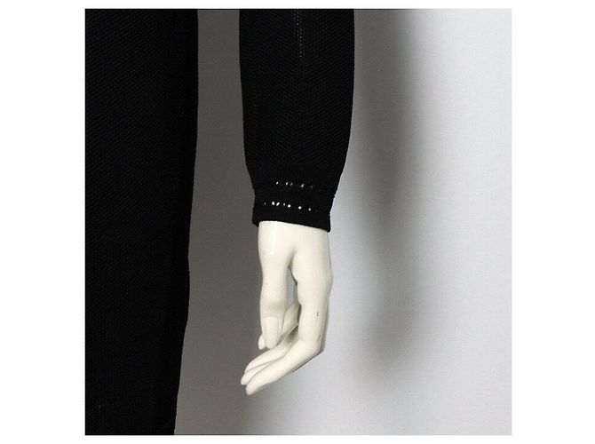 Balmain Schwarzes Strickkleid mit langen Ärmeln und goldenen Knöpfen - Ansicht 3