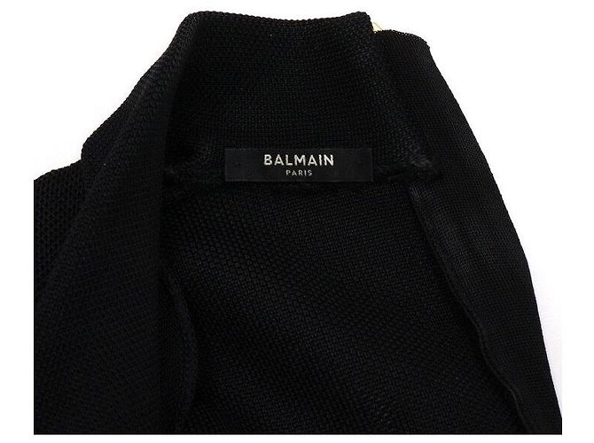 Balmain Schwarzes Strickkleid mit langen Ärmeln und goldenen Knöpfen - Ansicht 5