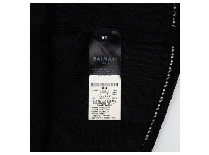 Balmain Schwarzes Strickkleid mit langen Ärmeln und goldenen Knöpfen - Ansicht 6