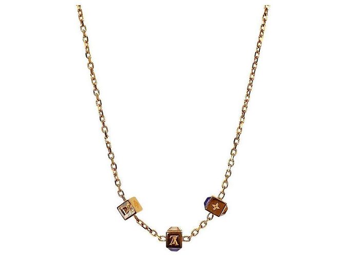 Louis Vuitton Colar Cubic Cube em Ouro - vista 2