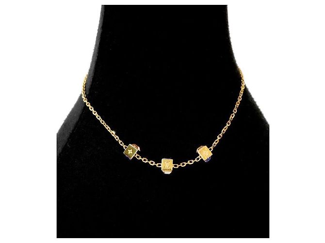 Louis Vuitton Colar Cubic Cube em Ouro - vista 5