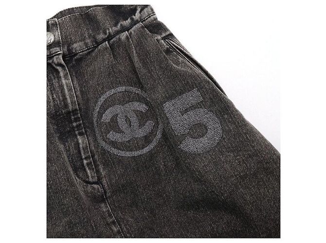 Chanel Gonna in denim con patch logo - view 6