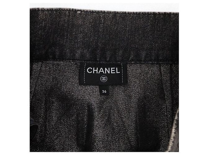 Chanel Gonna in denim con patch logo - view 7