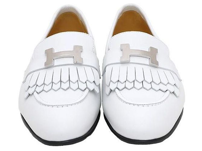 Hermès Mocassini Royal da donna con logo argento Bianco - vista 2