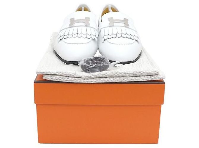 Hermès Mocassini Royal da donna con logo argento Bianco - vista 9