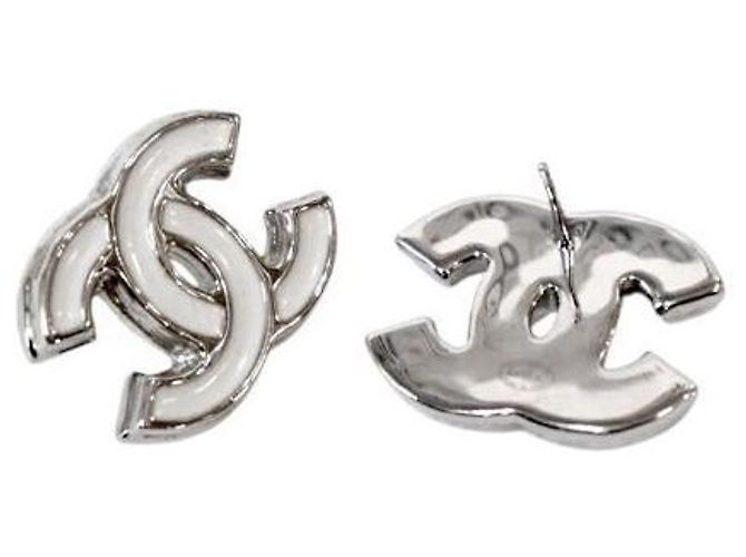 Chanel Brincos CC Silver White - vista 4