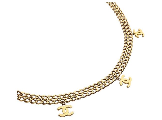 Chanel Gold CC Drop Double Chain Belt Golden - view 2