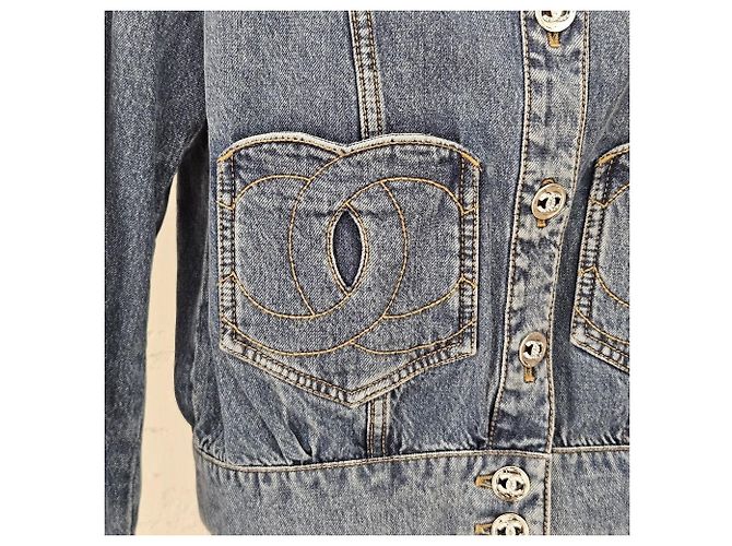 Chanel Gewaschene Jeansjacke Mehrfarben - Ansicht 8