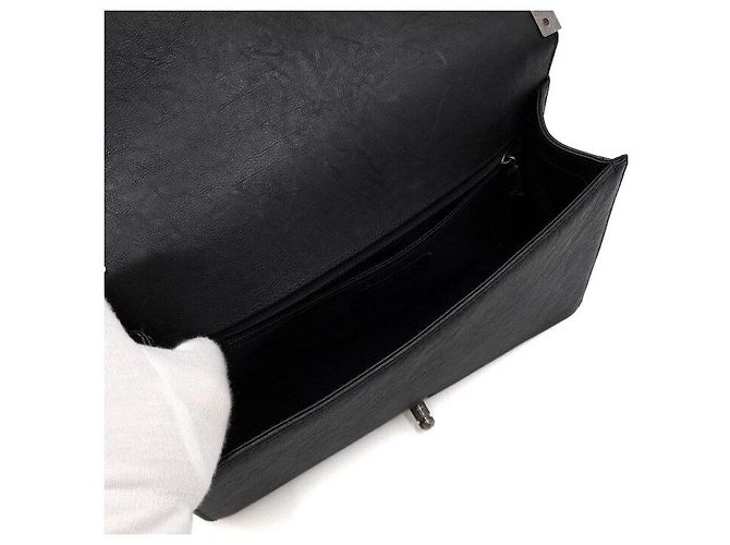 Chanel Vintage Kalbsleder Top Handle Boy Large Around Chain Tote Bag Schwarz - Ansicht 5