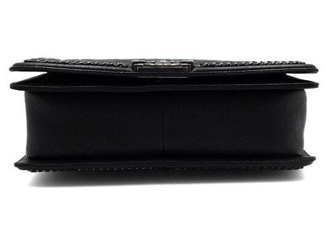 Chanel Vintage Kalbsleder Top Handle Boy Large Around Chain Tote Bag Schwarz - Ansicht 7