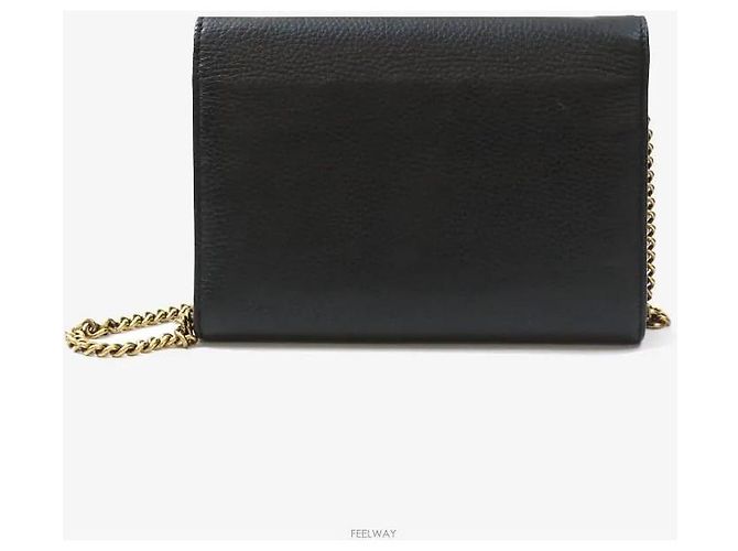 Gucci Borsa a tracolla GG Marmont con catena nera con finiture dorate Nero - vista 3