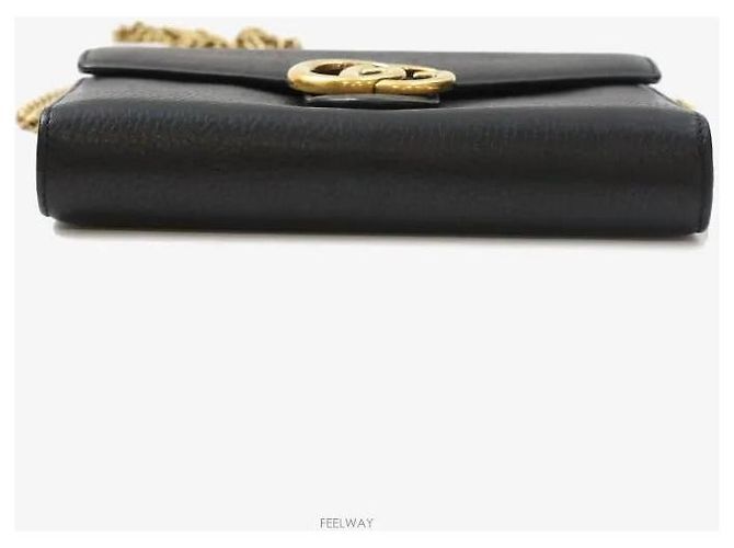 Gucci Borsa a tracolla GG Marmont con catena nera con finiture dorate Nero - vista 4