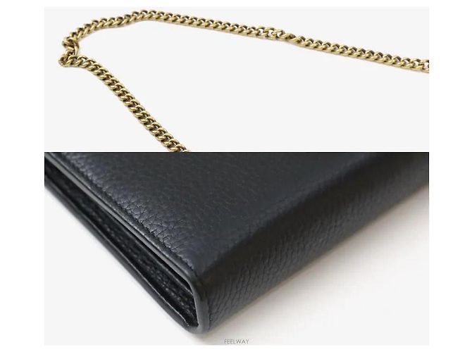 Gucci Borsa a tracolla GG Marmont con catena nera con finiture dorate Nero - vista 7