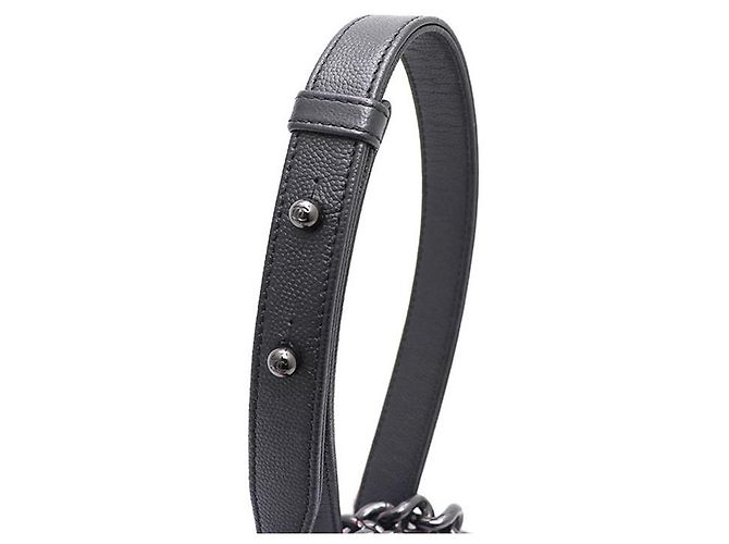 Chanel Borsa Caviar Boy Medium Nera Catena Argentata Borsa a Spalla a Tracolla Nero - vista 9