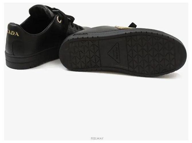 Prada Leder-Sneaker Schwarz halbe Größe - Ansicht 5