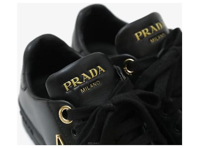 Prada Leder-Sneaker Schwarz halbe Größe - Ansicht 7