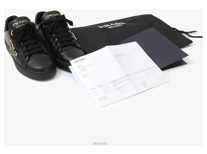Prada Leder-Sneaker Schwarz halbe Größe - Ansicht 8