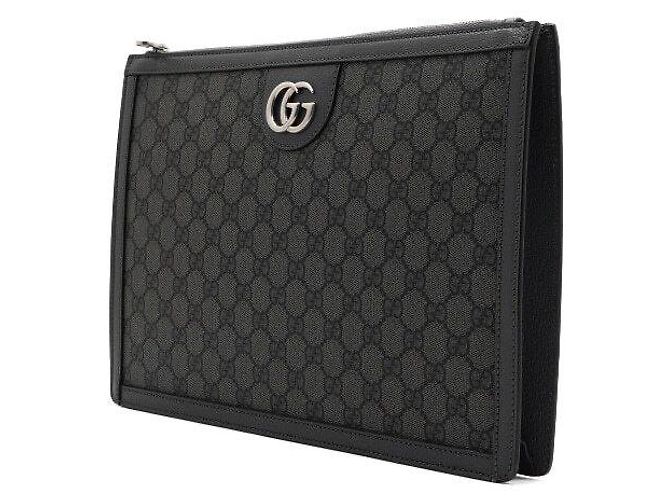 Gucci Portafoglio Clutch GG Grigio Marrone - vista 2
