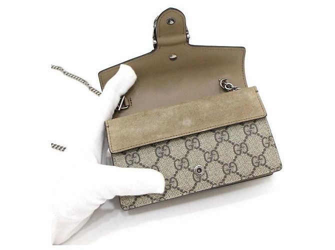 Gucci Borsa a tracolla Dionysus GG Supreme Super Mini con catena D'oro - vista 7