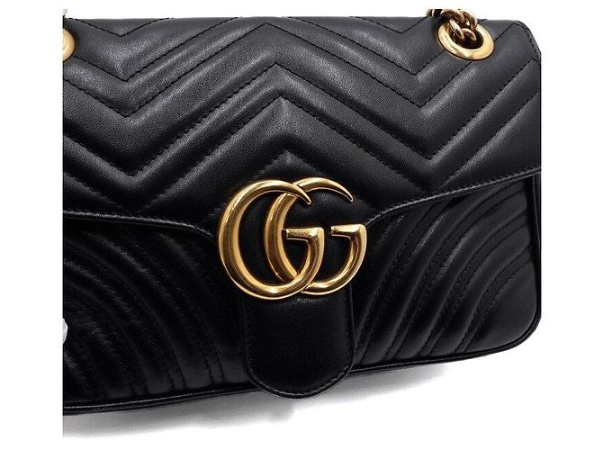 Gucci Borsa a tracolla nera in matelassé chevron con catena dorata AABZC Nero - vista 10