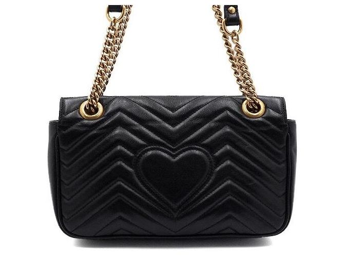 Gucci Borsa a tracolla nera in matelassé chevron con catena dorata AABZC Nero - vista 4