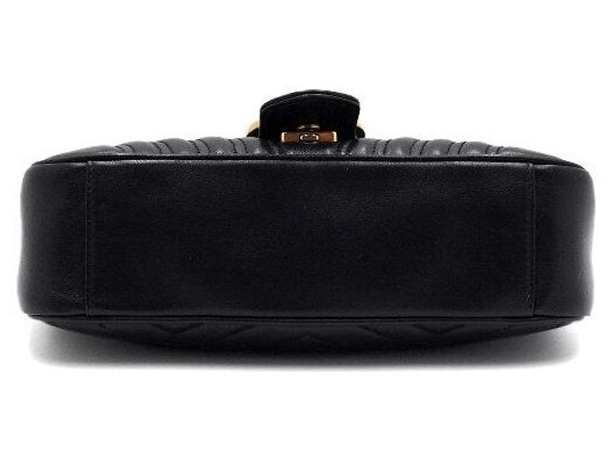 Gucci Borsa a tracolla nera in matelassé chevron con catena dorata AABZC Nero - vista 7