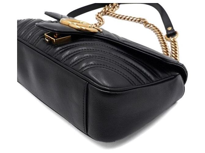 Gucci Borsa a tracolla nera in matelassé chevron con catena dorata AABZC Nero - vista 8