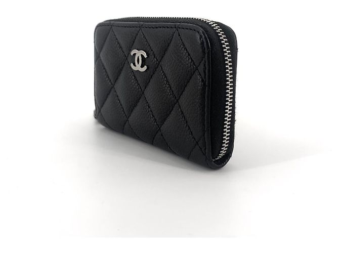Chanel Caviar Silber Reißverschluss-Kartenetui Schwarz - Ansicht 6