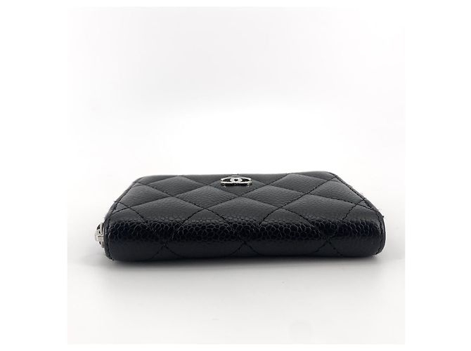 Chanel Caviar Silber Reißverschluss-Kartenetui Schwarz - Ansicht 7