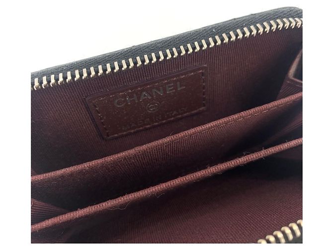 Chanel Caviar Silber Reißverschluss-Kartenetui Schwarz - Ansicht 8