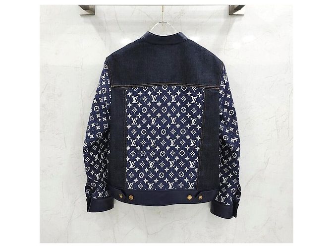 Louis Vuitton Denimjacke mit Monogramm aus Leder Schwarz - Ansicht 2