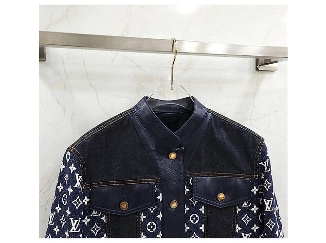 Louis Vuitton Denimjacke mit Monogramm aus Leder Schwarz - Ansicht 3