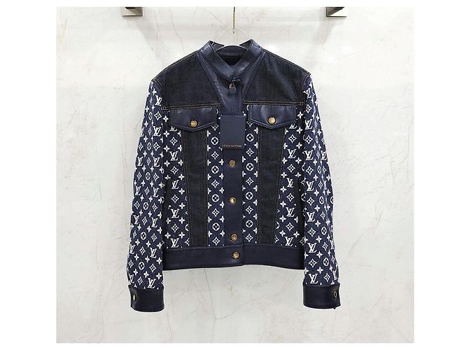 Louis Vuitton Denimjacke mit Monogramm aus Leder Schwarz - Ansicht 5