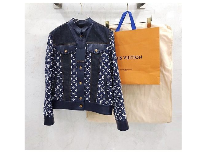 Louis Vuitton Denimjacke mit Monogramm aus Leder Schwarz - Ansicht 7