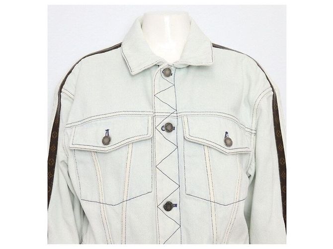 Louis Vuitton Giacca di jeans da donna con bordatura monogramma e tasca Argento - view 2