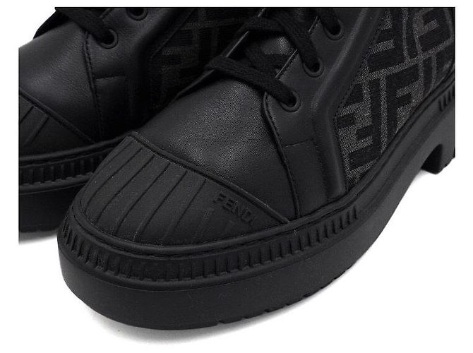 Fendi Botas de combate Domino en cuero jacquard FF negro para mujer - vista 6