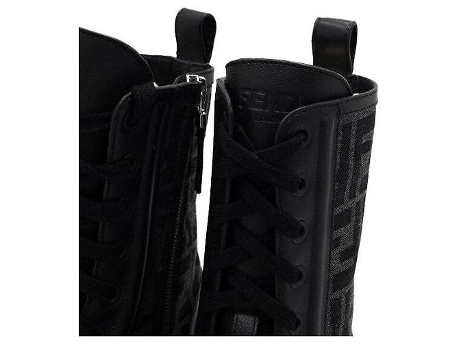 Fendi Botas de combate Domino en cuero jacquard FF negro para mujer - vista 7