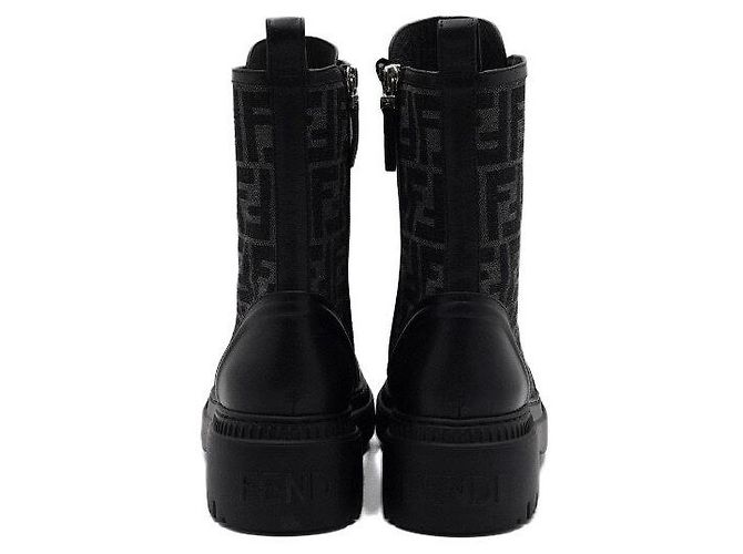 Fendi Botas de combate Domino en cuero jacquard FF negro para mujer - vista 8