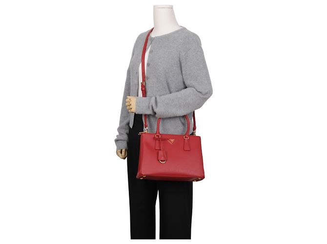 Prada Galleria Medium Saffiano Leder Tote Bag Rot - Ansicht 10
